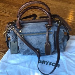 NEW Grayson premium leather Skye bag in Blue Jean